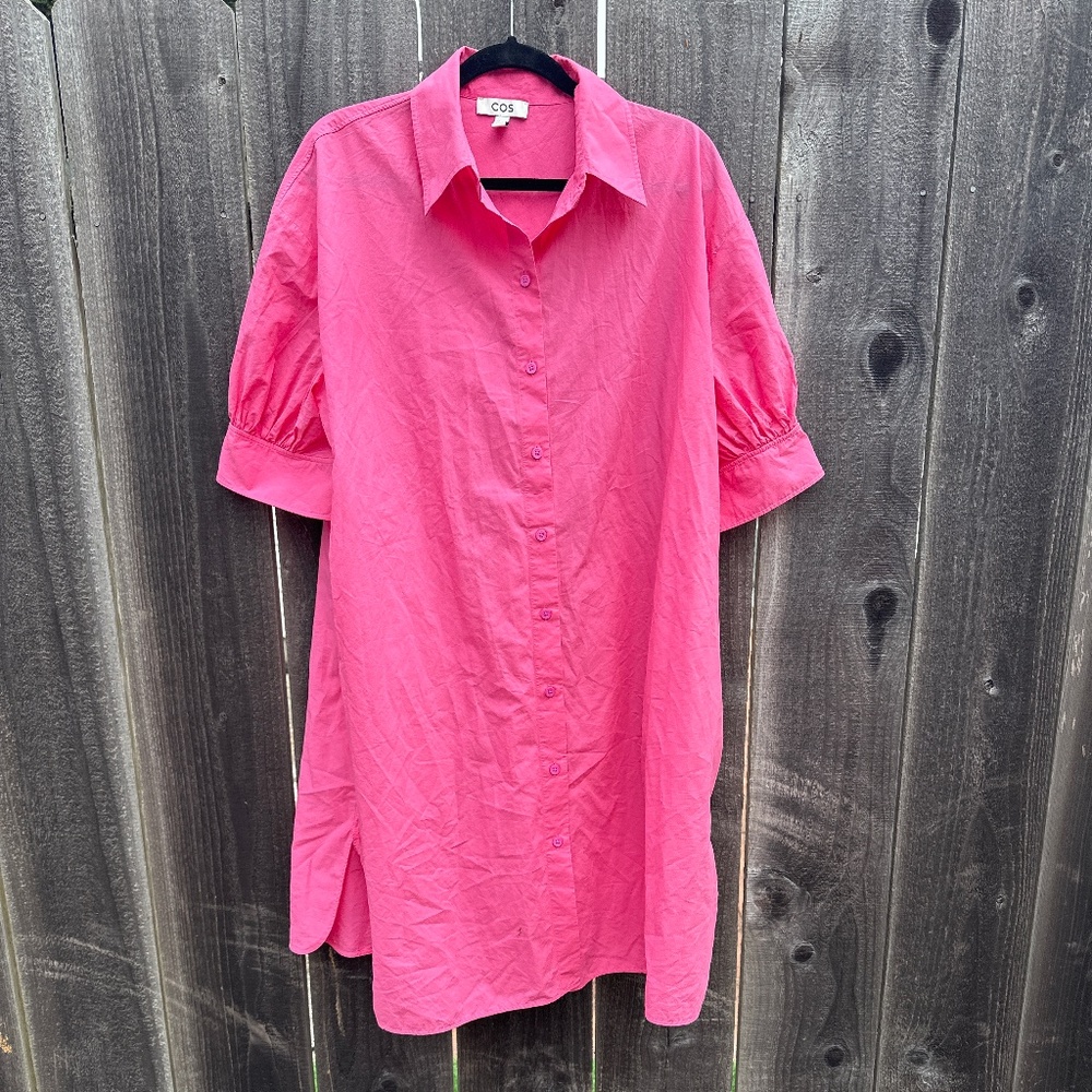 COS Pink Cotton Poplin Shirtdress